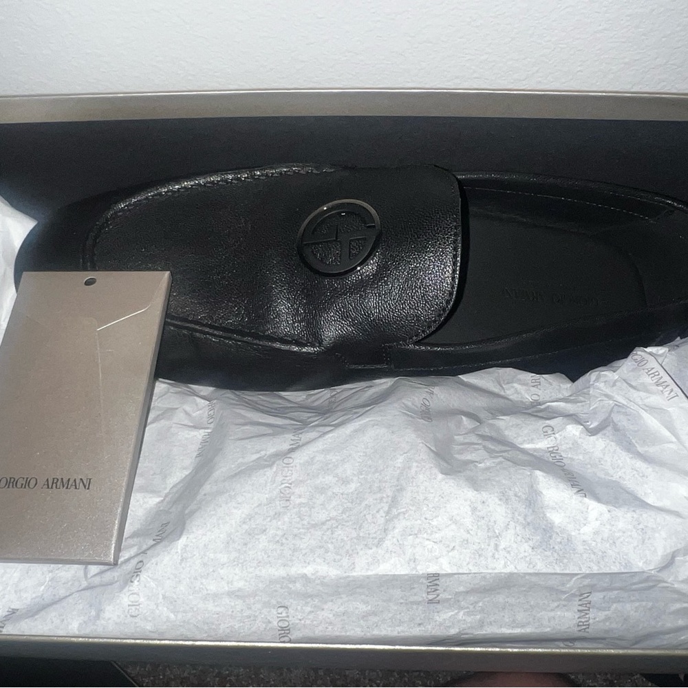 Giorgio Armani Black Leather Loafers